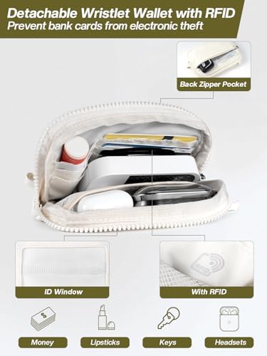 Tiostep Clip and Go Strap for Phone with Wallet Crossbody Phone Lanyard Adjustable and Detachable RFID Wristlet Wallet (Cream, Medium) - Image 5