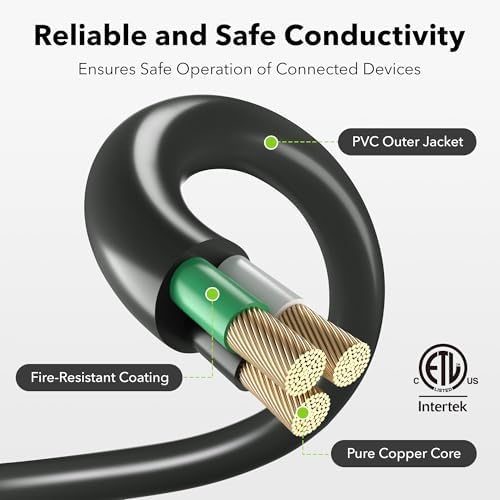 BN-LINK 25 ft Outdoor Extension Cord w/3 Inline Outlets 16/3 Gauge, SJTW for Landscaping & Holiday Decorations, Grounded, ETL Listed(Black) - Image 2