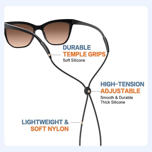 Glasses Strap 3Pcs, Adjustable Eyewear Holder Sunglasses Strap, Eyeglass Holders Around Neck, Eyewear Retainer for Sports, Glasses Chain for Women Men Kids - Image 4