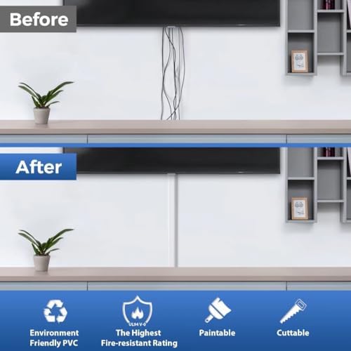 ZhiYo 32in White Cord Cover, TV Cord Hider for Wall Mount, 1.5inW x 0.75inH - Image 3