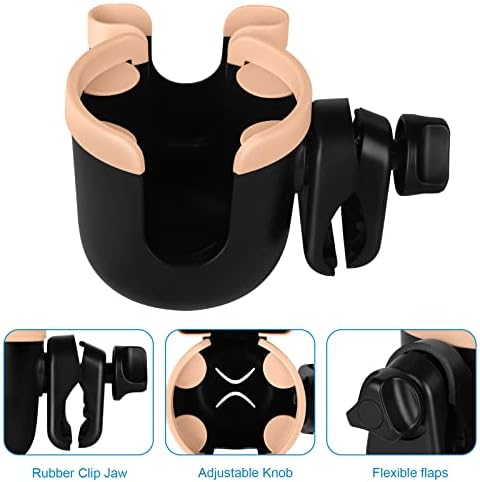 Accmor Stroller Cup Holder with Phone Holder, Bike Cup Holder, Universal Cup Holder for Uppababy Nuna Doona Strollers, 2-in-1 Cup Holder for Walker, Wheelchair, Scooter - Image 4