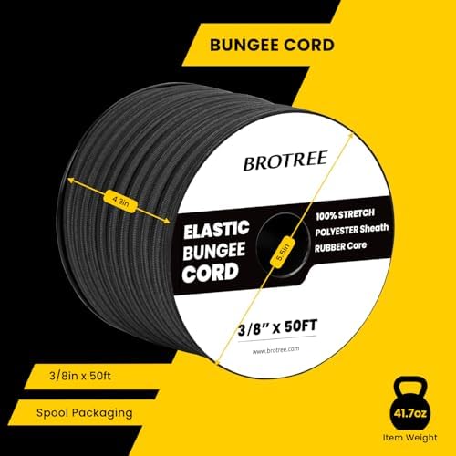 Brotree Bungee Cords 3/8" x 50ft Elastic Shock Cord 100% Stretch Cord - Image 2
