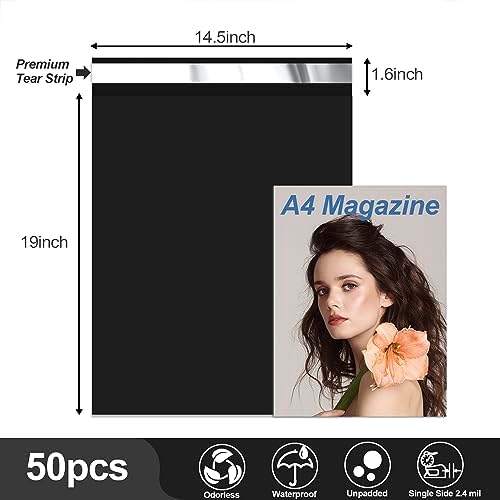 JinRuiKJ Thank You Poly Mailers 14.5x19 Inch, 50 PCS, Black - Image 2
