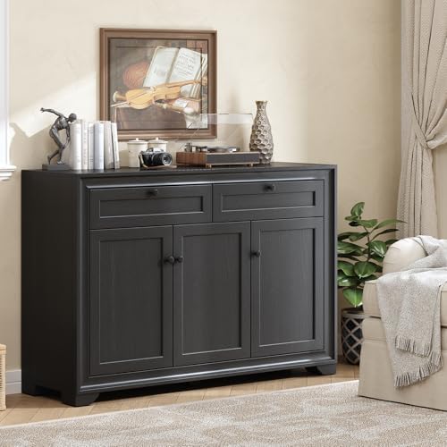 ONBRILL 48 Inches Sideboard Buffet Cabinet with Storage, Black - Image 3