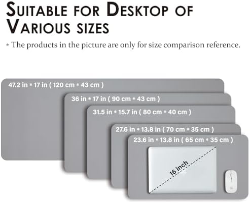 Large Desk Mat - 47.2"x 17" Non-Slip PU Desk Pad for Office and Home - Ideal for Large Mouse Pad and Desk Mats on Top of Desks(Dark Gray) - Image 5
