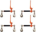 4 Pack 3/8" - 1/2" Hi-Viz Orange Quick Folding Handle Ratchet Load Binder with Grab Hook 12,000 lbs WLL | Tie Down Hauling Chain Binders for Flatbed Truck Trailer by MyteeProducts