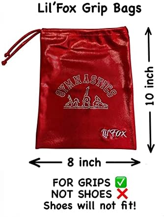 LIL'FOX 8"x10" Drawstring Gymnastics SMALL GRIP BAG 26x20cm - Lightweight Bag for Personal Equipment - Shiny Foil Rhinestones - Image 4