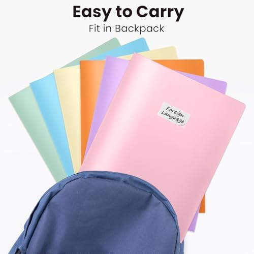 Sooez 7Pack Folders with Pockets, Plastic Pocket Folders with Extra Labels - Image 5
