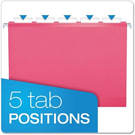 Pendaflex Reinforced Hanging File Folders, Letter Size, Pink, 1/5 Cut, 25/BX (4152 1/5 PIN) - Image 4