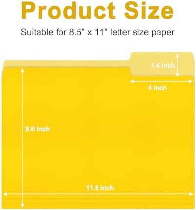 ViVin File Folder, 50 Pack Colored File Folders with 1/3-Cut Tabs, Fits 8.5 * 11 Letter Size Paper, Manilla Folders for Home Office School Documents(Yellow) - Image 2