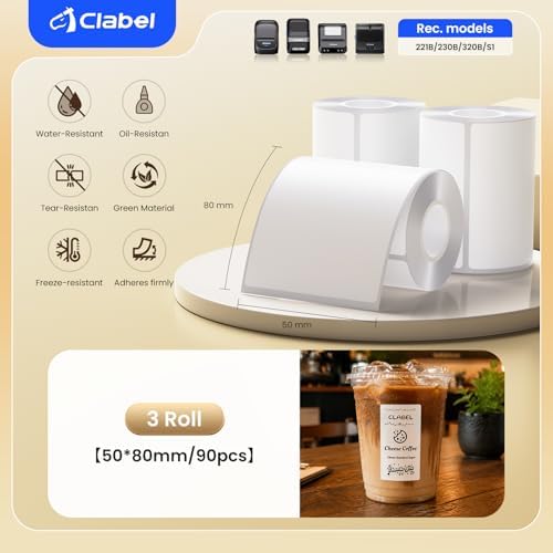 CLABEL Thermal Labels 50 x 80 mm (1.97 x 3.15 in), 3 Rolls Low Temperature Labels for Cold Chain, Frozen Food and Fridge Organization in Home and Business, Waterproof Oil Proof Tear Resistant - Image 6