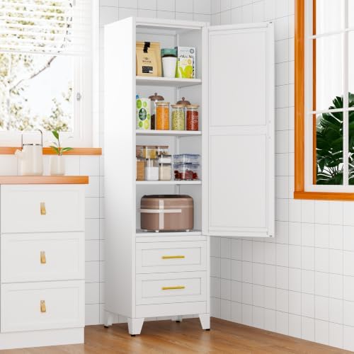 20 inch Wide Storage Cabinet with Doors and Shelves, Tall Narrow Pantry - Image 7