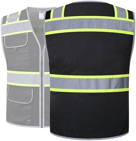 JKSafety Hi-Vis Unisex Surveyor Safety Vest Heavy Duty PPE Inner Pockets ANSI/ISEA Compliant - Image 2