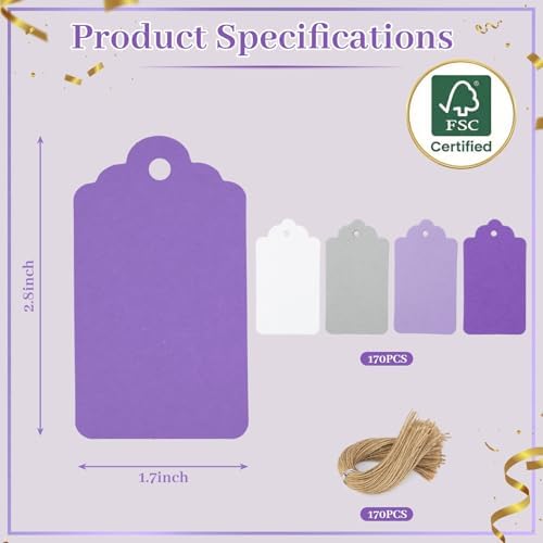 SallyFashion 170 PCS Gift Tags with String Attached, 1.8X3.4 inch - Image 6