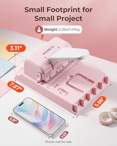 MUNBYN Multi Binding Machine with 2 Detachable Heads(Disc & Square), Pink - Image 2