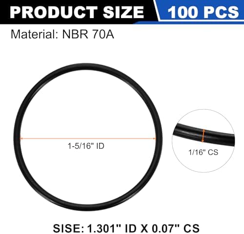 uxcell 100Pcs AS-027 NBR 70A O-Rings 1-5/16"ID x 1/16"CS/1.301"ID x 0.07"CS - Image 2