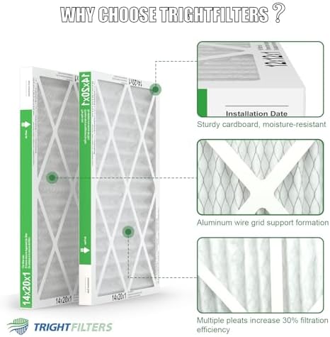 TRIGHTFILTERS 14x20x1 Air Filter 6 Pack, Durable MERV 8 Pleated Home HVAC AC Furnace Filters, Lightweight Compact Air Conditioner Filter Replacement - Image 3