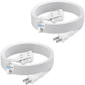 BN-LINK 2 Pack 12ft Indoor Extension Cord, 3 Outlet, 16/2 SPT-2, White, 2-Prong Polarized Plug, Household Power Cord for Home, Office & Holiday Decorations by BN-LINK