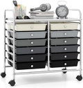 Giantex 12 Drawers Rolling Cart, Mobile Storage Drawer Cart, Classroom Organizer Cart for Office School Supplies Tools Scrapbook Paper Craft Small Printer, Utility Cart on Wheels, Black Gradient by Giantex