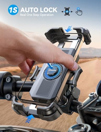 JOYROOM Motorcycle Phone Mount Holder - [Dual Vibration Dampener] 150mph Anti-Shock Phone Holder for Motorcycle [Upgrade Handlebar Clamp] - Bicycle Bike Phone Holder Mount for 4.7-7" Cell Phones - Image 3
