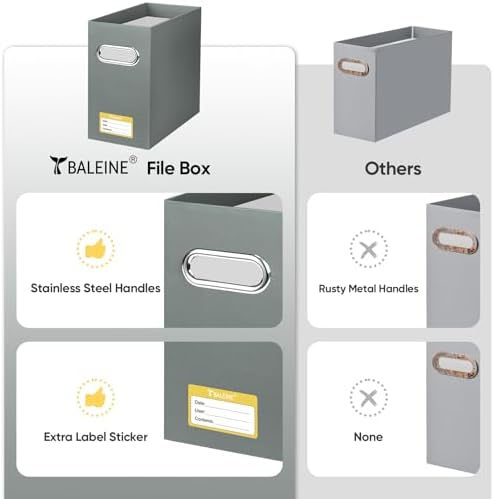 BALEINE 4PK File Organizer Box, Cardboard File Folder Organizer with Handle - Image 5