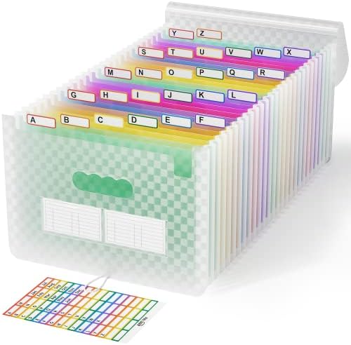 ABC life 26 Pockets Accordion File Organizer, Expanding File Folder, Green by ABClife