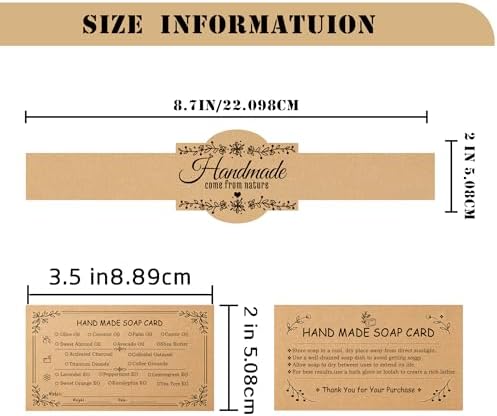 Brown Kraft Soap Labels 120pcs, Handmade Soap Wrap Tags - Image 2