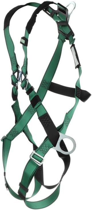 MSA 10197231 V-Form Full Body Safety Harness - Size: Extra Large, D-Ring Configuration: Back/Hip, Qwik Fit Leg Straps, Color: Green, Full Body Harness, Durable, Fall Protection - Image 5