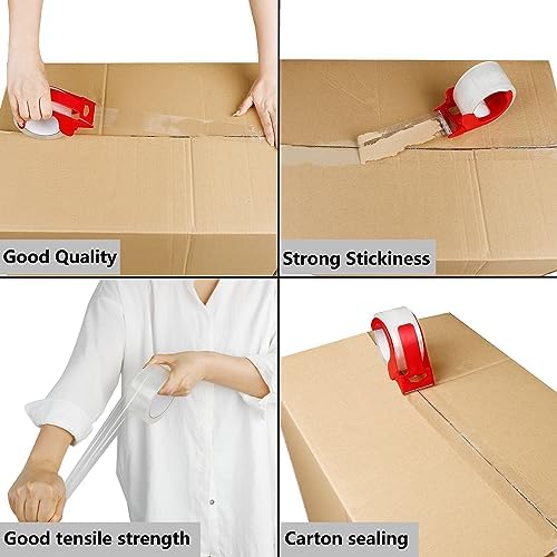 2-Pack No Noise Clear Packing Tape with Dispenser,2.7mil x 1.88" x 55Yds Heavy Duty Noiseless Packing Tape,Clear Packaging Tape for Shipping, Industrial Grade Moving Tape for Boxes COSIMIXO - Image 4