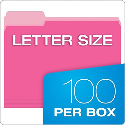 Pendaflex Pink File Folders, 100 Pack, Letter Size (8.5" x 11"), Durable Pink Folders, 3 Tabs for Easy Labeling, Colorful School, Office & Home Document Organization - Image 5