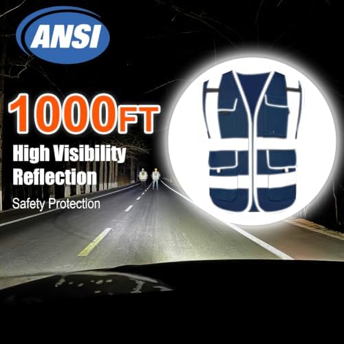 HYCOPROT High Visibility Safety Vest Hi Vis Reflective Construction Vests with Pockets for Men Women,Meets ANSI/ISEA Standard - Image 2