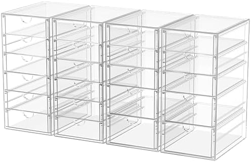 caktraie 4-Pack 22-Drawer Acrylic Storage & Makeup Organizer for Desk by shoeboxesanddeskorganizers
