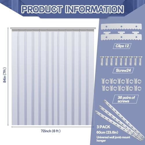 Juexica 72 X 84 Inch Clear Freezer Door Curtain Plastic Strips - Image 2