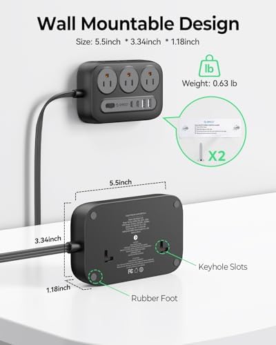 ORICO Surge Protector Power Strip, Multiple Outlets Extension Cord - Image 5