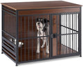 Amazon Basics Furniture Style Dog Crate, Sturdy Wooden Pet Kennel, Two Bowls Included, 41" x 23.6" x 29.5", Walnut by AmazonBasics