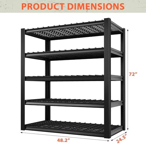 Romorgniz 48.2" W Garage Shelving, Storage Shelves,5 Tier Adjustable Metal Shelving,Metal Storage Shelves 600LBS Per Shelf (3000LBS Total) for Garage,Basement,Warehouse,Workshop,24" D x 72.02" H,2P - Image 3