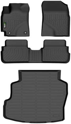 All Weather Car Floor Mats & Cargo Liner for Toyota Corolla 2009-2013 Custom Fit Full Set Accessories - Black by HAFIDI
