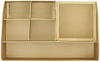 Annova Mesh Desk Organizer Office with 7 Compartments + Drawer/Desk Tidy Candy/Pen Holder/Multifunctional Organizer (Gold) - Image 6
