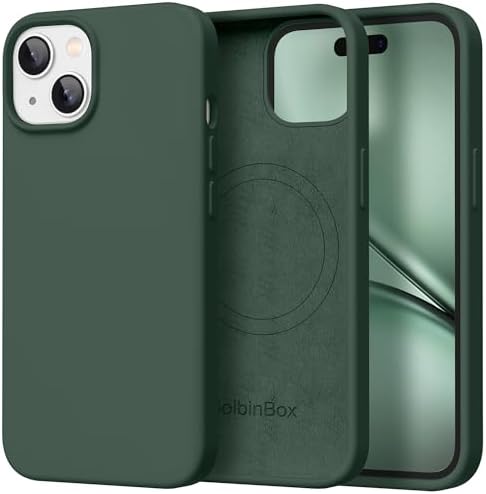 GolbinBox Magnetic for iPhone 15 Case, Silicone Cover, Dark Green by GolbinBox