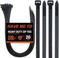 Large Zip Ties 48 inch,20 Pack Long Zip Ties Heavy Duty Big Black Cable Ties with 220 lb Tensile Strength. by HAVEMETD
