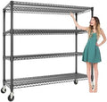 59" W Storage Shelves 2640LBS Heavy Duty Garage Shelving Units with Wheels and Adjustable Shelf, 4-Tiers Wire Shelving Rack for Garage Pantry Kitchen Warehouse Industrial by Garvee