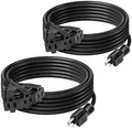 BN-Link's 2 Pack Outdoor Extension Cord Set is Ideal for Holiday Yard Decorations and Garden Equipment. with Three outlets You can Plug in Loads up to a Total of 13amps/1625watts. (Black, 25ft) by BN-LINK