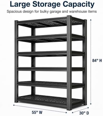 Tote Storage Rack, Garage Shelving Heavy-Duty Storage Bin Rack, 6-Tier Storage Shelves, Commerical Rack for Garage, Warehouse, Basement, Pantry (Totes Not Included) - Image 2
