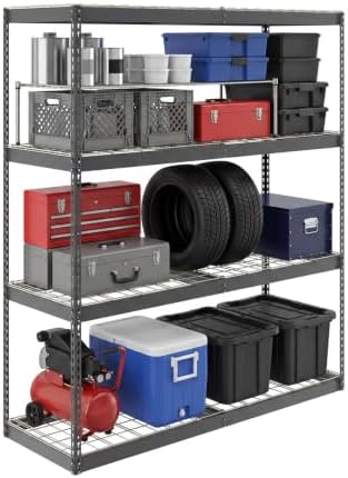 SafeRacks Steel Garage Shelving Rack, 500lb/Shelf, Hammertone (24x72x84) by SafeRacks