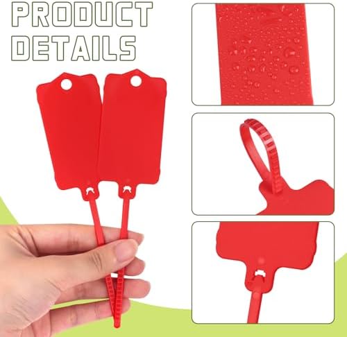 LeonBach 100 Pcs 1.46“ x 2.48” Plastic Shipping Tags, Red - Image 3