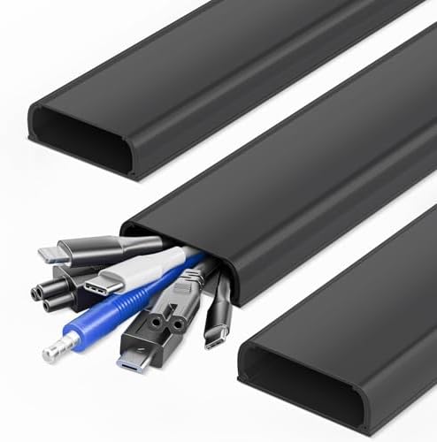 47in XX-Large Black Cord Hider Wall Mounted TV, Pre-drilled Cord Cover, Wire Hiders for TV on Wall, Paintable Cable Cover, W2.36in H0.75in by Yecaye
