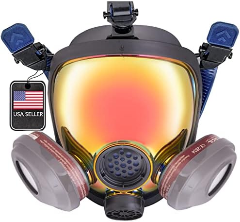 Parcil Distribution Full Face Respirator Mask - Air Purifying, Organic Vapor & Particulate - Industrial Use - CE Tested by ParcilDistribution