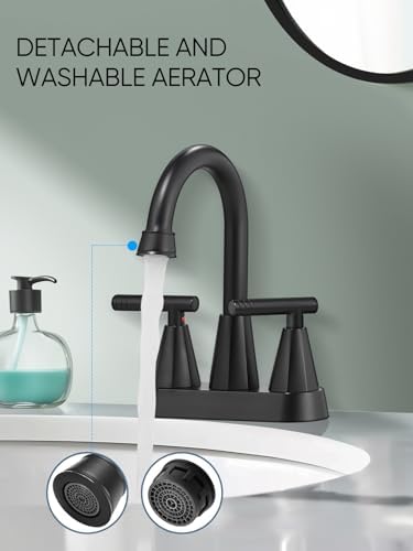 Cobbe Matte Black Bathroom Faucets, Centerset Bathroom Sink Faucet, 2 Pack - Image 5