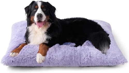 EHEYCIGA Fluffy Dog Crate Bed, Plush XX Large Dog Pillow, Purple by EHEYCIGA
