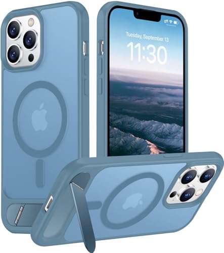 Temdan Magnetic Compatible with iPhone 13 Pro Case, [Built-in Invisible Kickstand][Compatible with MagSafe] [Military Grade Shockproof] Slim Translucent Matte Phone Case for iPhone 13 Pro 6.1" by Temdan